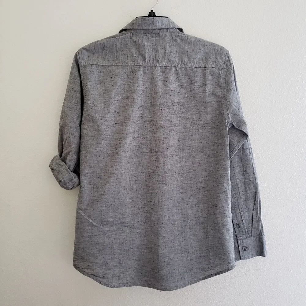 Ocean Current Long Sleeve Gray Pocket Button Front Shirt - Picture 6 of 7